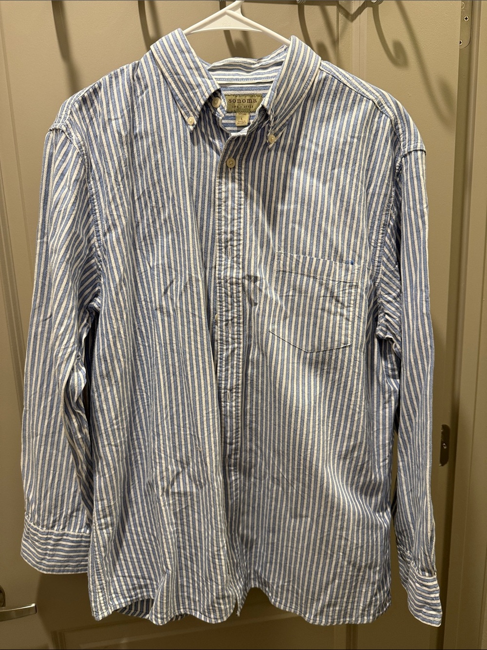 Sonoma Men's Blue & White Striped Button-Down Shirt